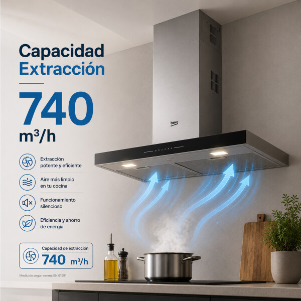 Campana De Cocina Beko 90cm Led Bhcb96641bbhs CAMPANA BEKO 90CM BHCB96641BBHS