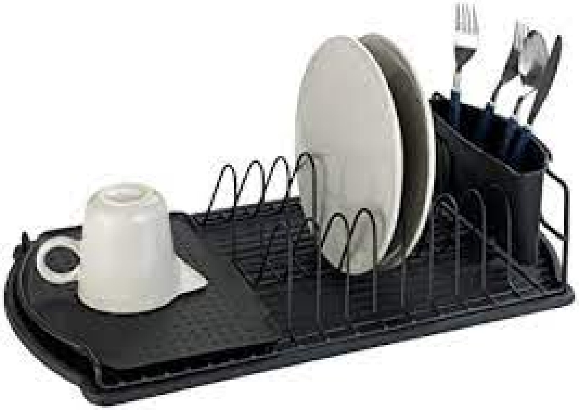  Escurreplatos de platos pequeño de acero cromado de lujo  (negro) : Hogar y Cocina