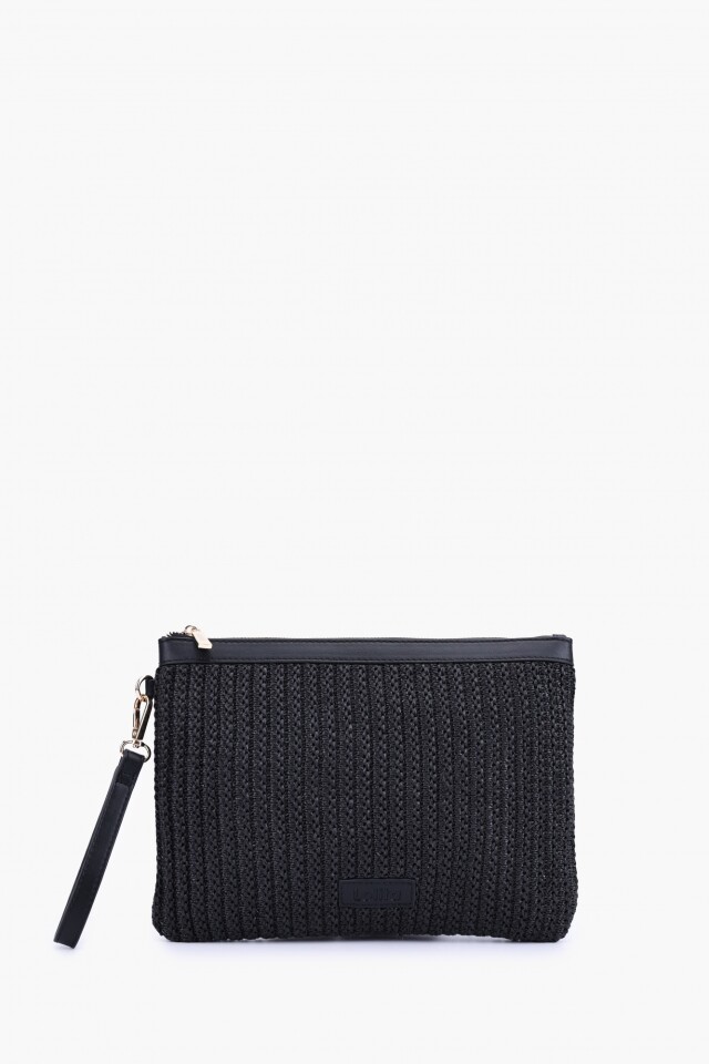 Clutch rafia negro