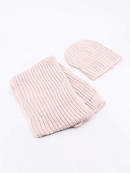 GORRO Y BUFANDA ROSADO