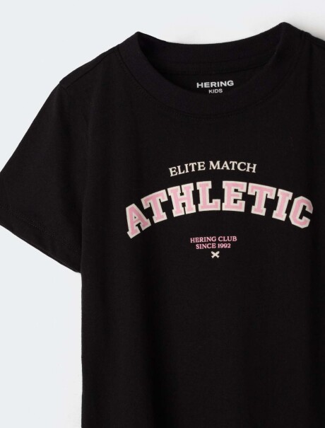 CAMISETA BÁSICA INFANTIL CON ESTAMPA NEGRO