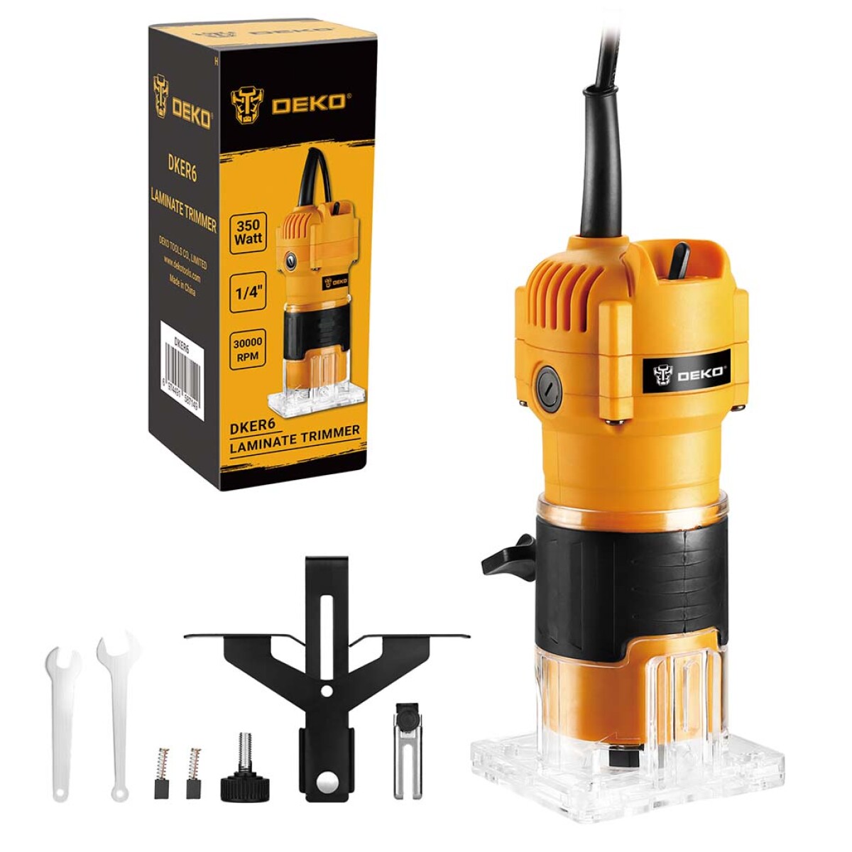 Trompo De Mano-Router 6mm 350W DKER6 Deko - AMARILLO-NEGRO 