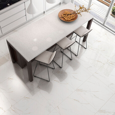 Ceramica Marmolado Veta Dorada Brillo 60X60Cm Piso GAMAS DE BLANCO