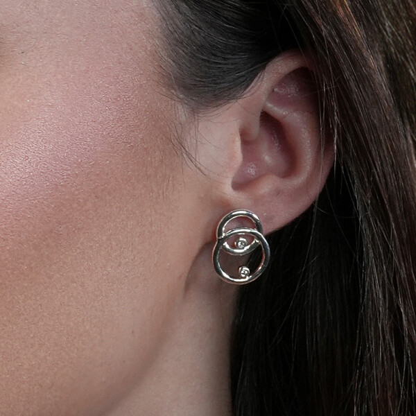 Caravanas Orbital de MOON en Plata 925 con brillantes Caravanas Orbital de MOON en Plata 925 con brillantes