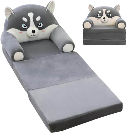 Sillón Cama Plegable 2 En 1 Infantil Animales Felpa Gris