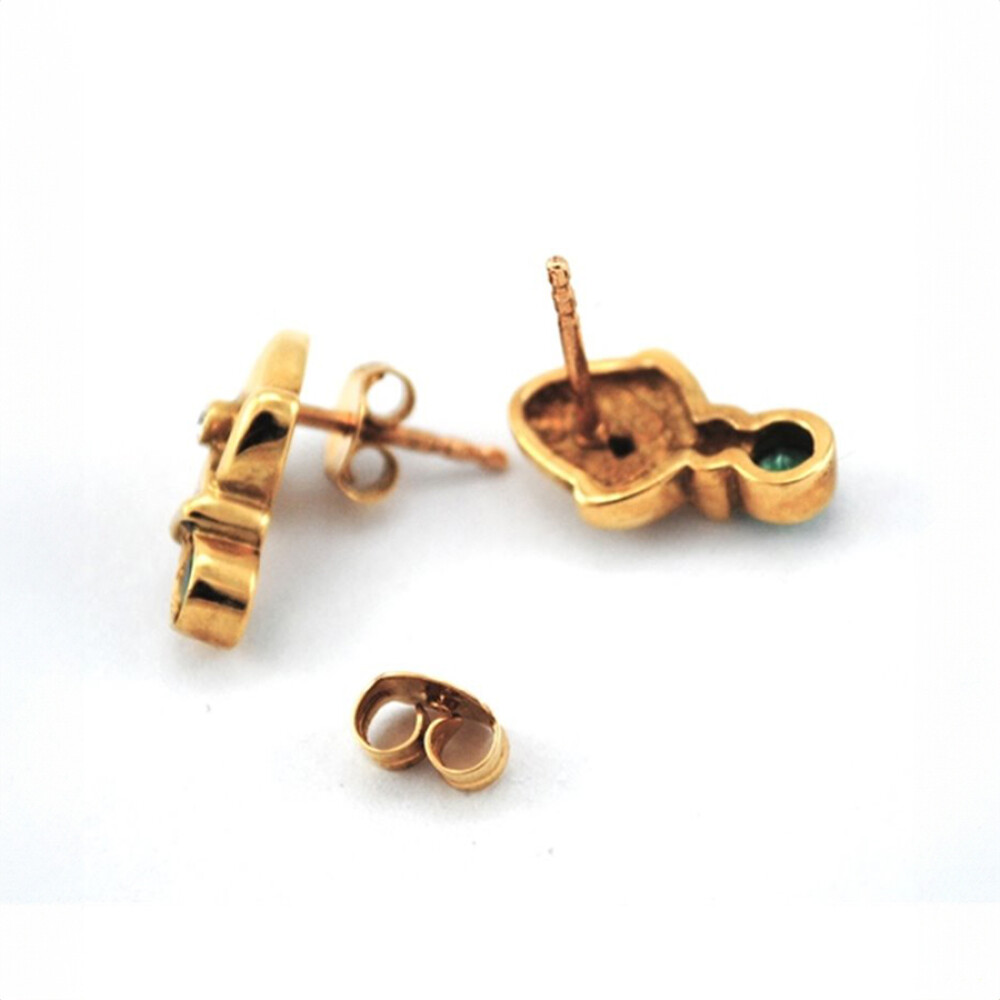 Caravanas Oro 18K Brillantes Y Esmeralda Caravanas Oro 18K Brillantes Y Esmeralda