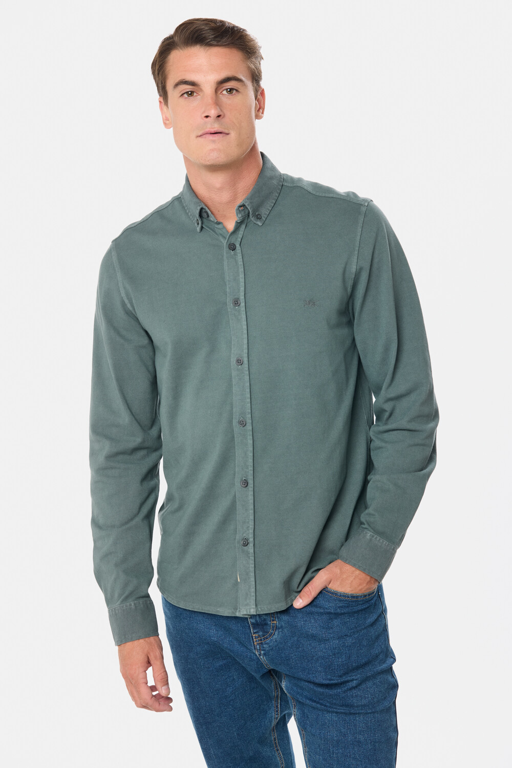 CAMISA PIQUE LISA MANGA LARGA Verde