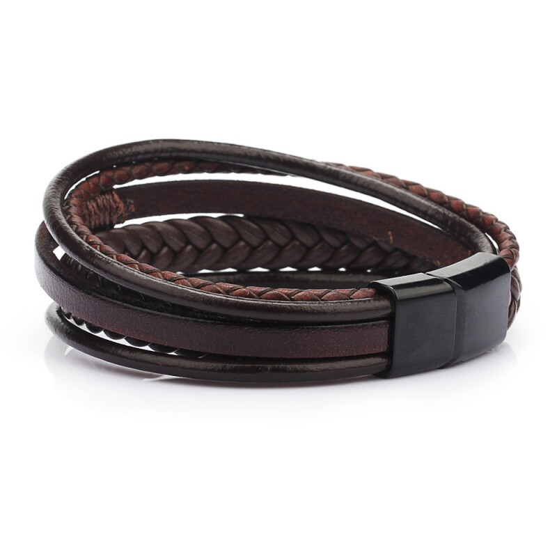 Pulsera de cuero para hombre color marrón oscuro Pulsera De Cuero Para Hombre Color Marrón Oscuro