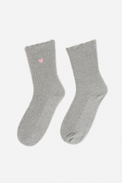 Medias cora bordado gris