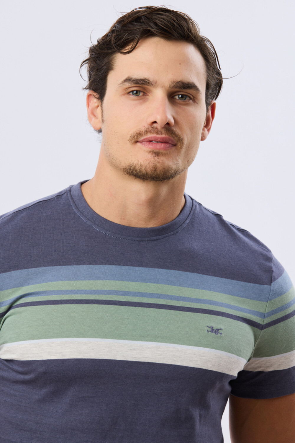 REMERA RAYADA DE ALGODÓN Azul