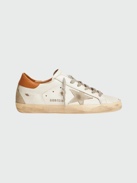 Golden Goose-Championes de cuero acordonados, Super Star Blanco