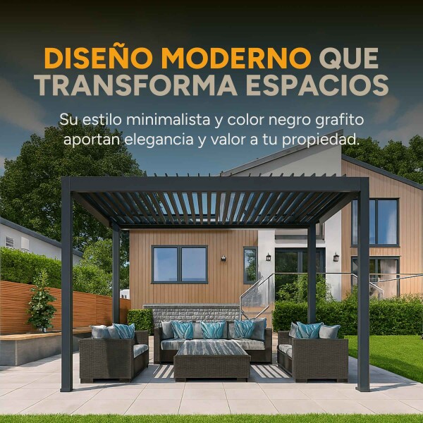 Pérgola Moderna Aluminio Regulable 3x3 Desagüe Incl. Patio Pérgola Moderna Aluminio Regulable 3x3 Desagüe Incl. Patio