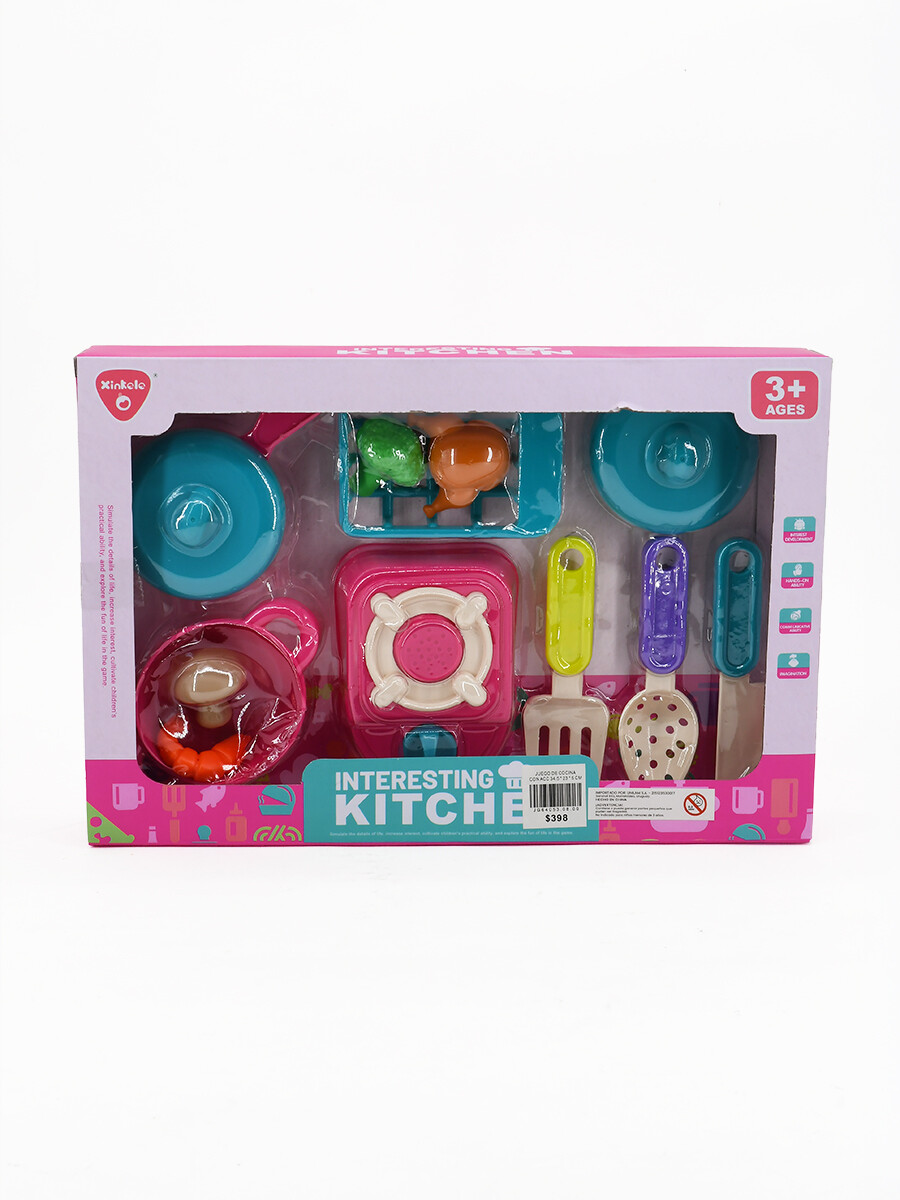 JUEGO DE COCINA CON ACCESORIOS - ROSADO 