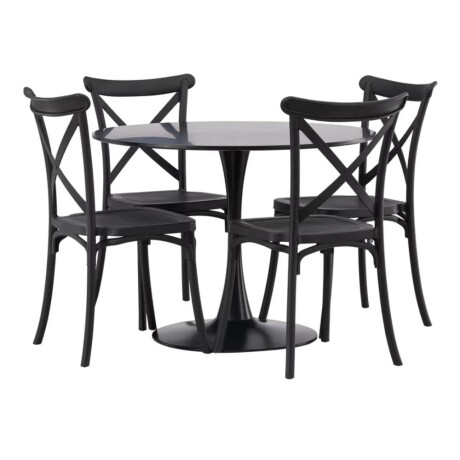 Juego De Comedor 4 Sillas Vienesas + Mesa Tulip Negro