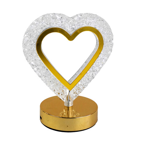 LAMPARA LED CORAZON 19CM ALTO BASE PLASTICO 10CM DIAM DORADA USB LAMPARA LED CORAZON 19CM ALTO BASE PLASTICO 10CM DIAM DORADA USB