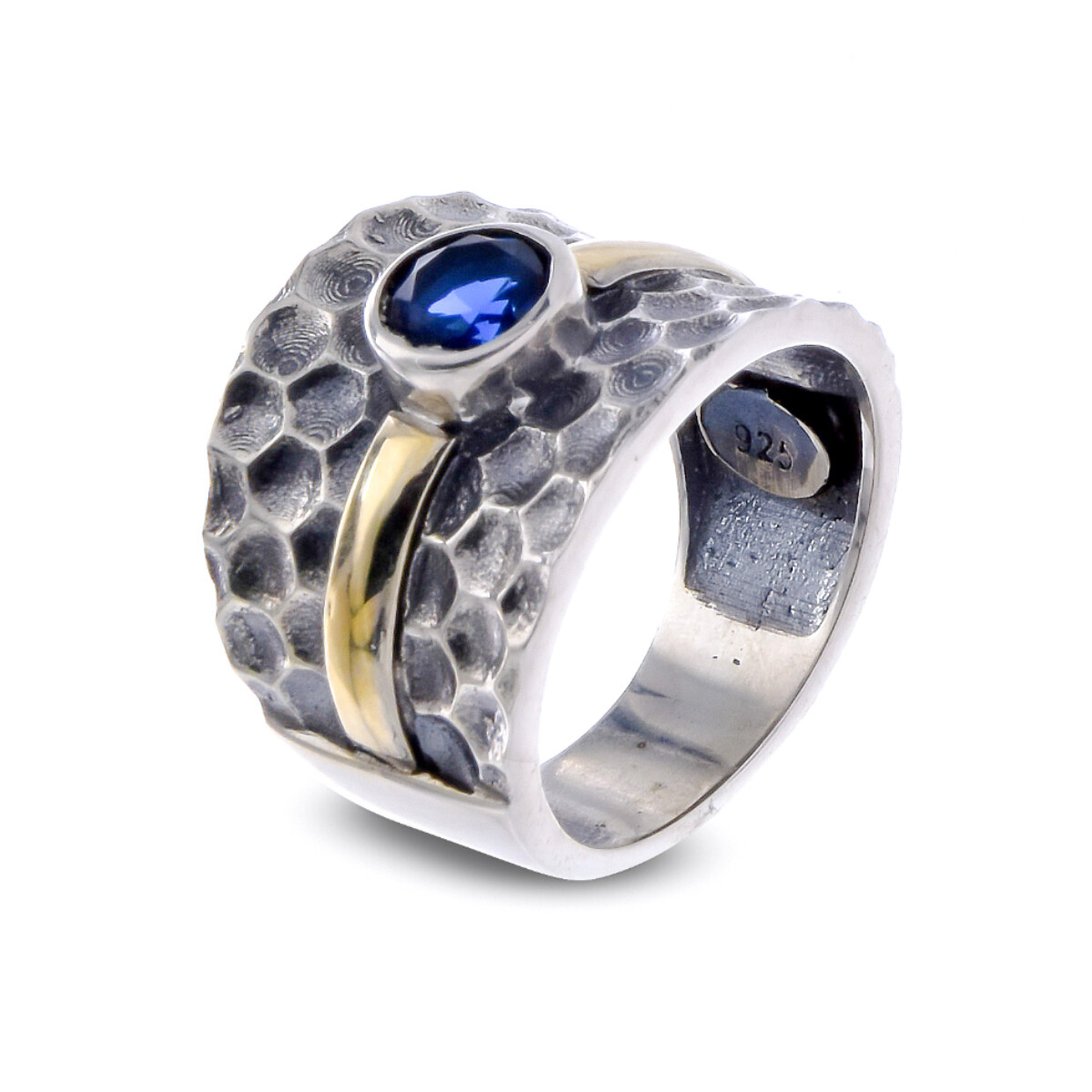 Anillo de plata 925 y double en oro 18 ktes con circonia. 