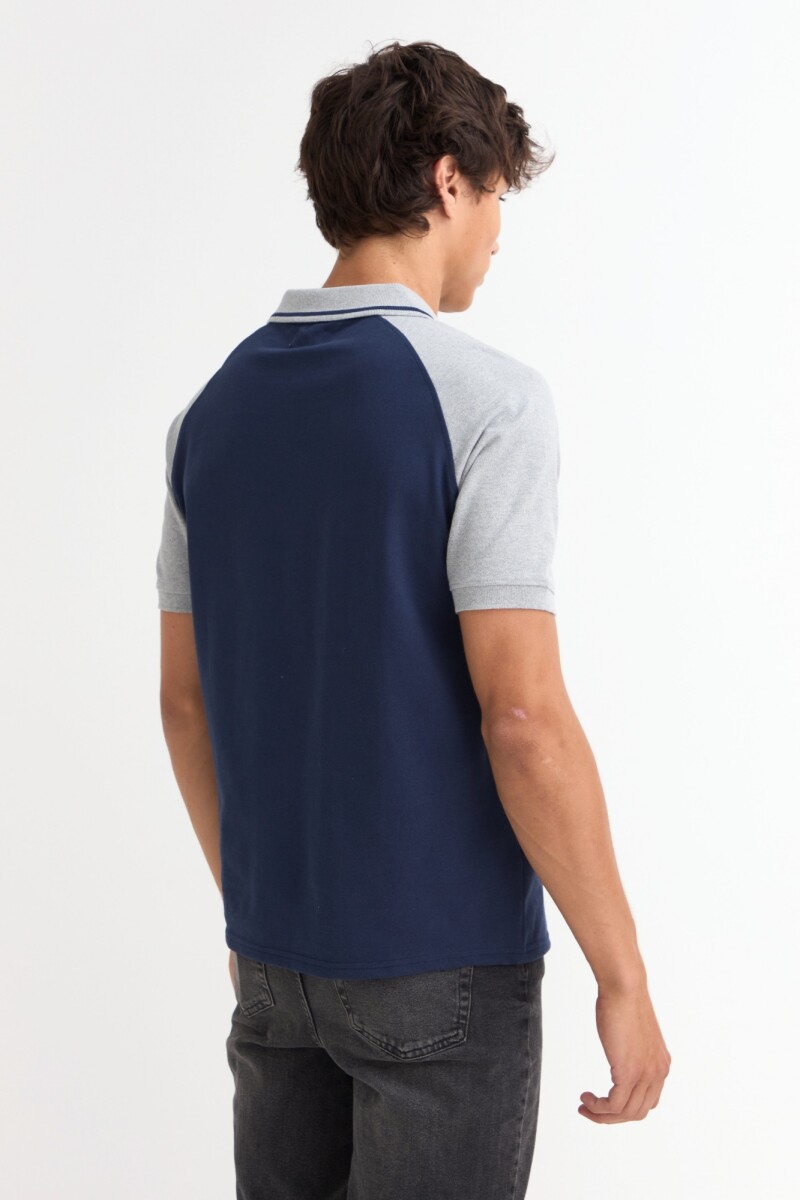 Remera polo manga corta combinada AZUL