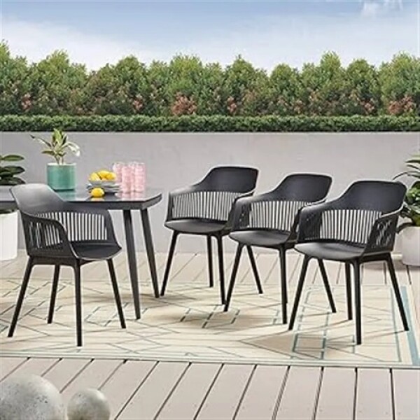Silla Comedor Cocina Aurora Marcela Nórdica Apoyabrazos 83Cm Negro 1