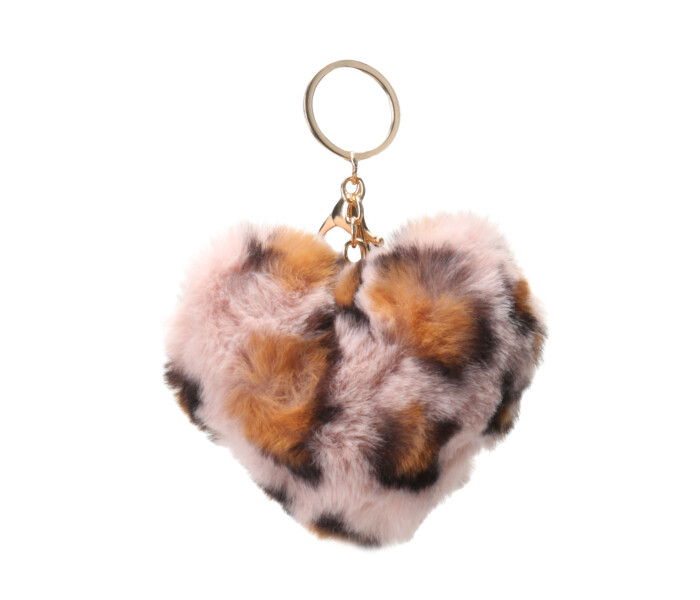Llavero Miss Carol Con Forma Corazon Animal Print Rosado