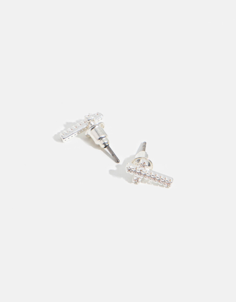 Aros Pasantes Strass Aros De Cruz - Plateado