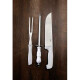 Set asador: Cuchillo y tenedor mango blanco BLANCO