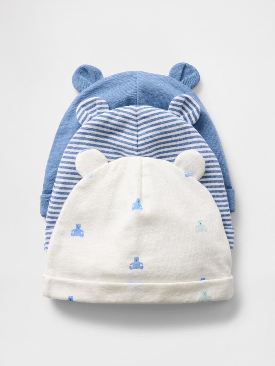 Gorros Algodón Pack X3 Bebé - Soft Cornflower 