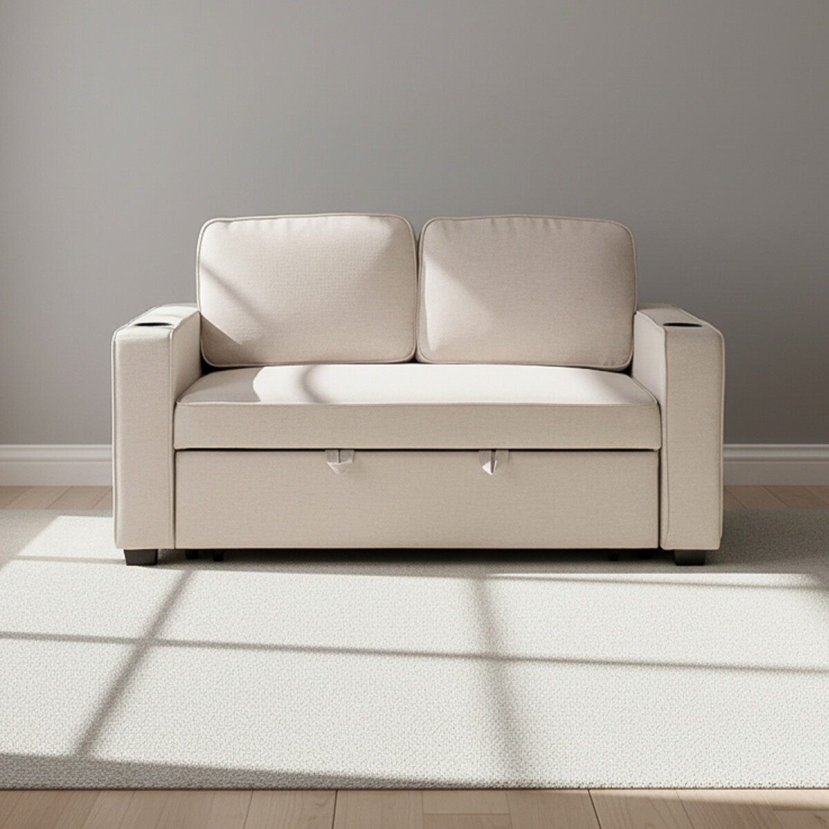 SOFÁ CAMA - 2 CUERPOS TELA NATURAL-BEIGE MILEY BEIGE 