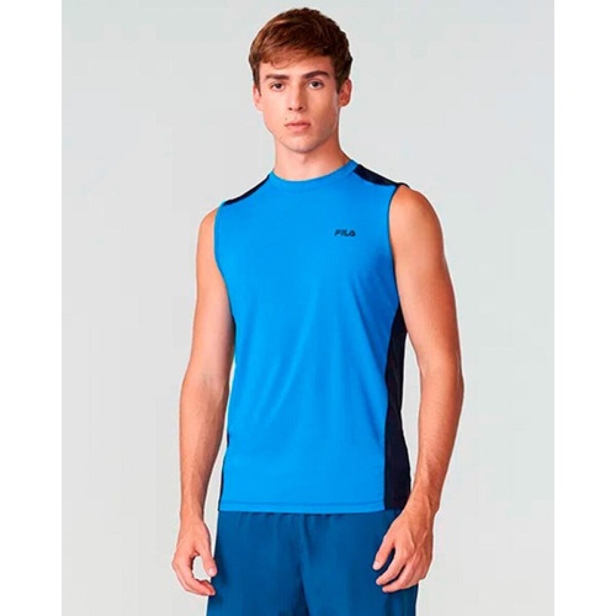 Remera Sin Mangas para Hombre Fila Muscle Slim Azul/Negro 