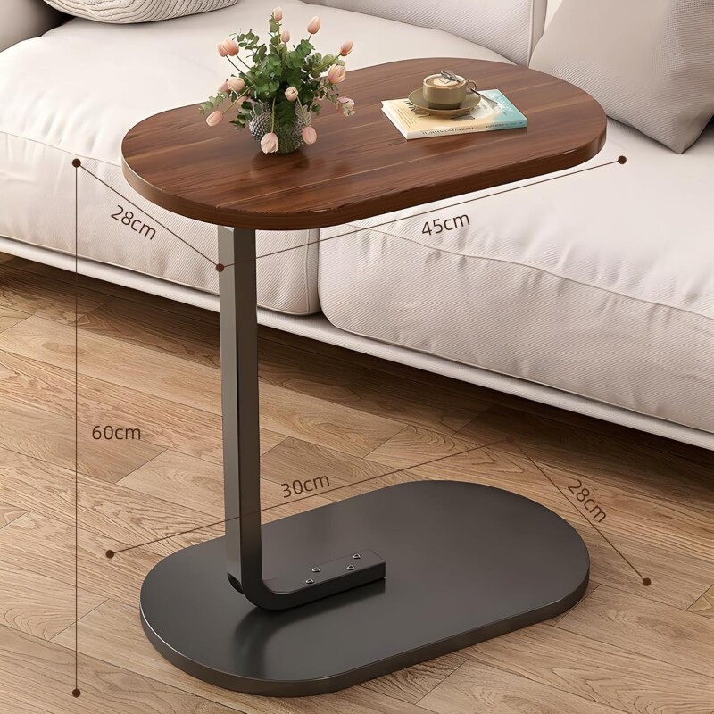 Mesa auxiliar Lumax de arrime MDF minimalista para living Madera Oscura y Negro