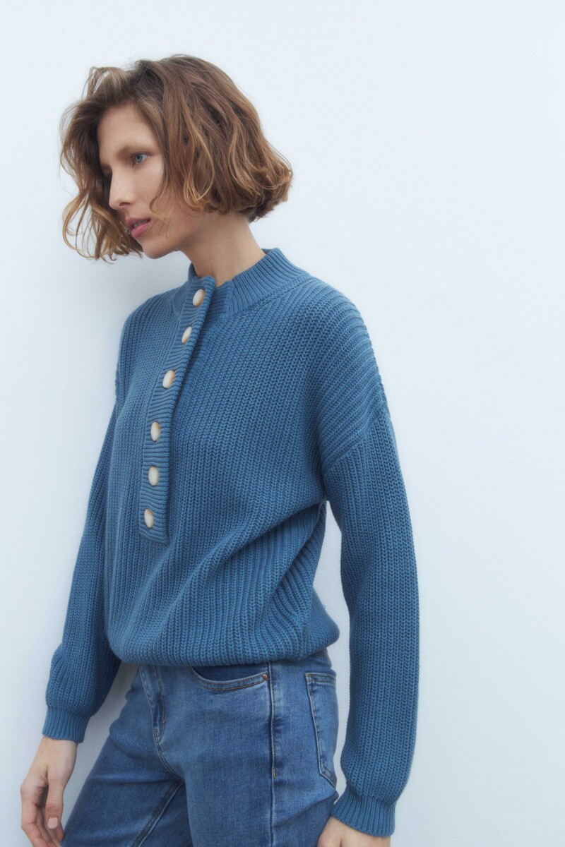 Sweater con botones - azul petroleo 