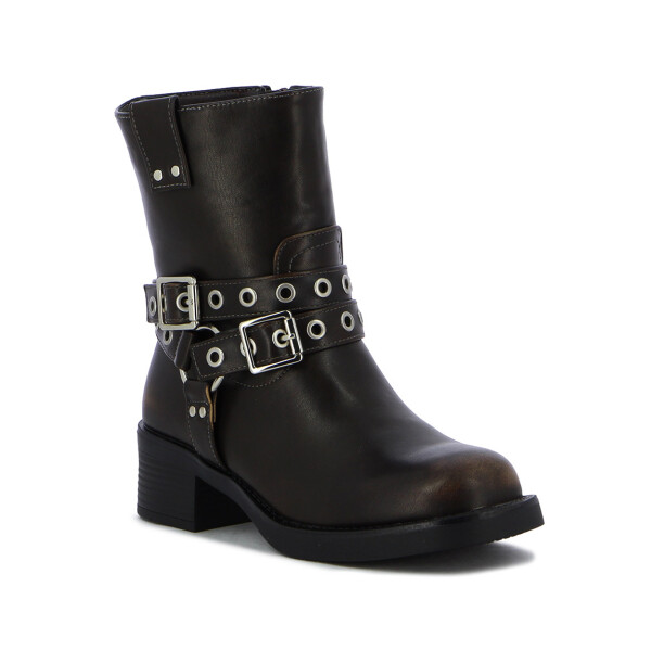 Darkness Bota De Mujer Caña Baja C/ Tiras Y Hebillas - Dorado Dorado