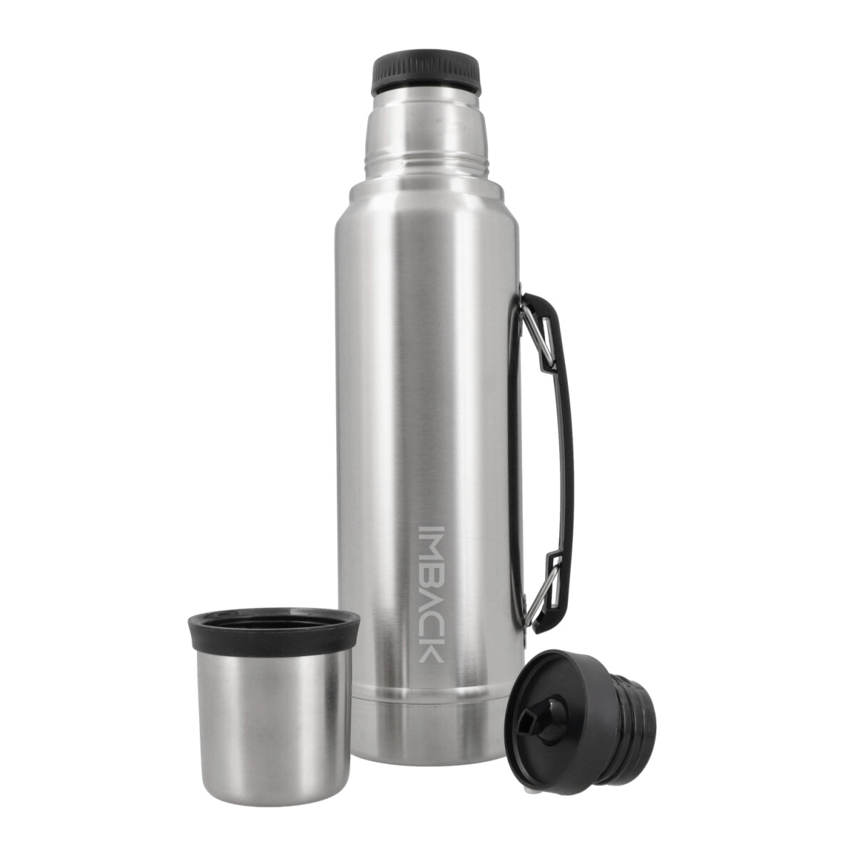 Termo 1300 Litro Acero Inoxidable Doble Capa 2 Picos Cebador Con Manija Termico Imback Color Plateado 