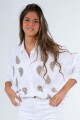 Camisa de lino bordada Blanco