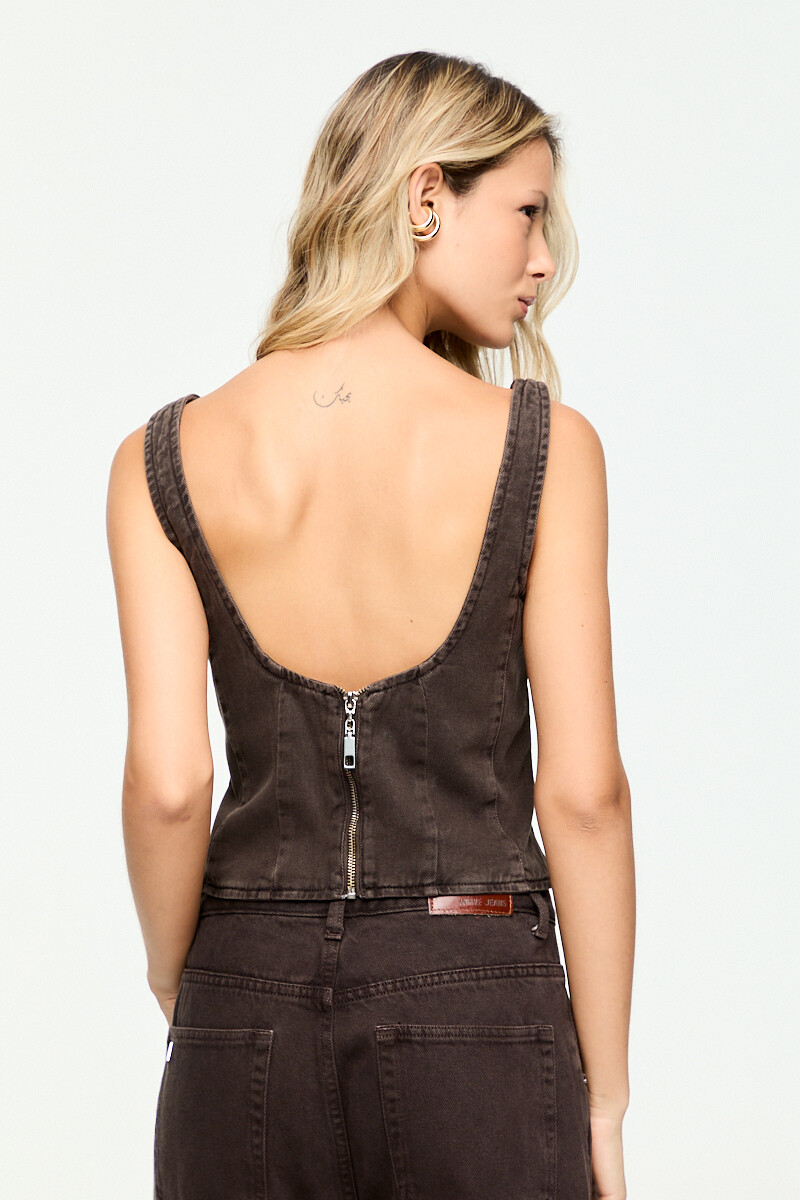 TOP DENIM RECORTES Canela