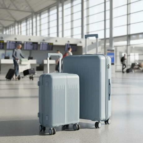 Set 3 Valijas Rígidas Candado Ruedas 360° Cierre Expandible Celeste