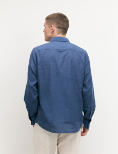 011665 CAMISA DE LINO HARRINGTON LABEL Azul Piedra