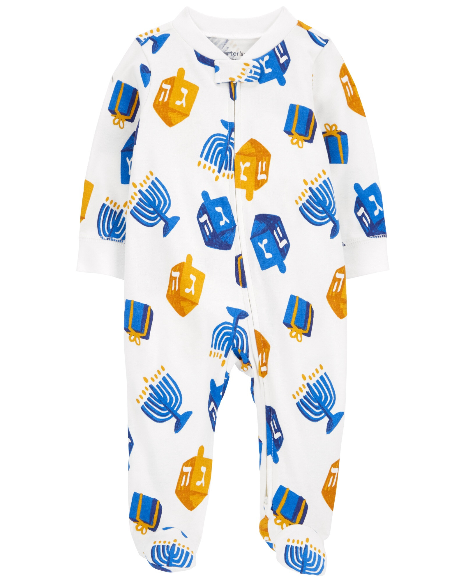 Pijama uno pieza de algodón, con pie, diseño hanukkah Sin color