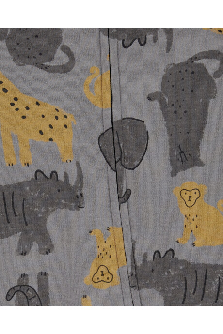 Pijama una pieza de algodón, con pie, diseño safari Sin color