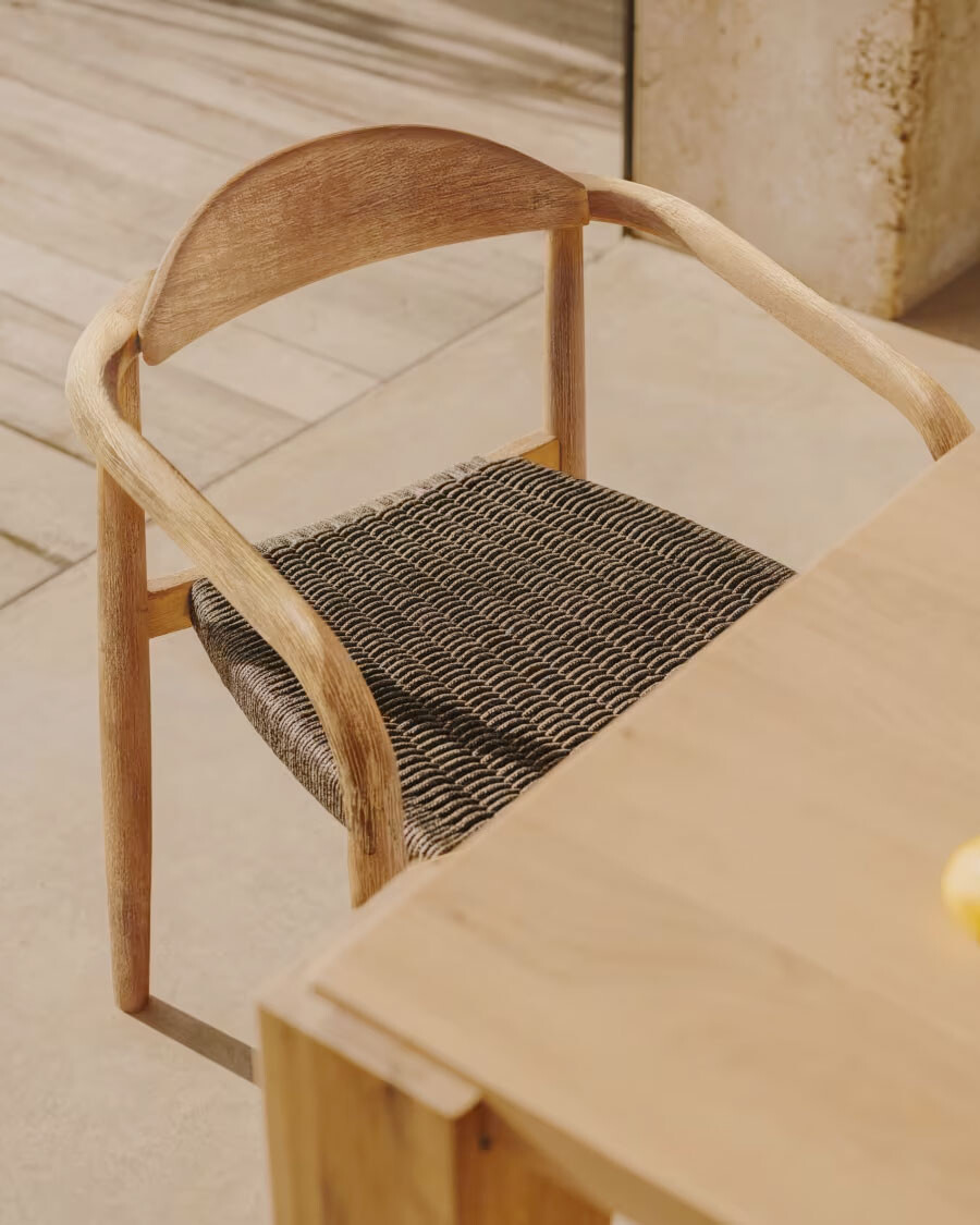 Silla Nina madera maciza de acacia y cuerda negro