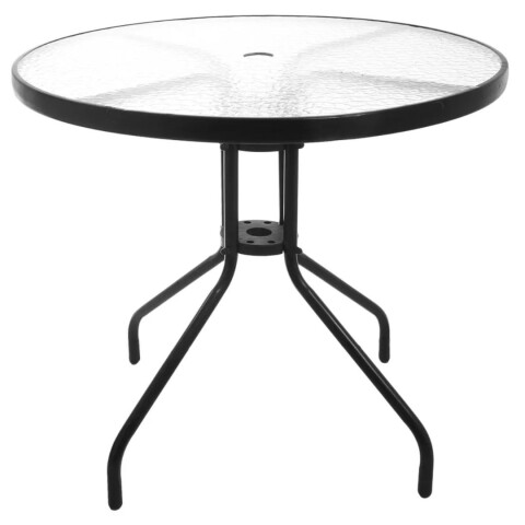 Mesa de Patio de Hierro y Vidrio Redonda Negra 80cm Mesa de Patio de Hierro y Vidrio Redonda Negra 80cm