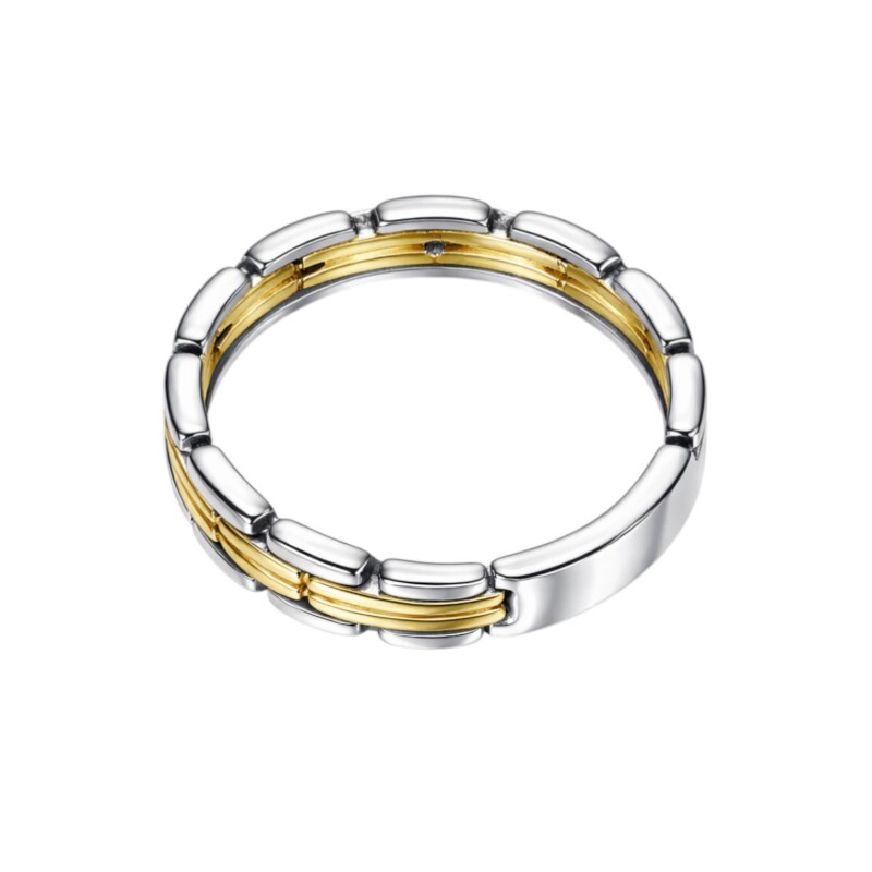 Anillo Labrado - Plata y Oro- Sin Piedra-AN5979 sinpiedra