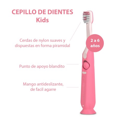 Cepillo Dental Kids 2-6 Años Suave Ventosa Con Tapa Rosa