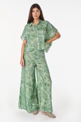 Pantalon Cuarzo Lino Estampa Verde