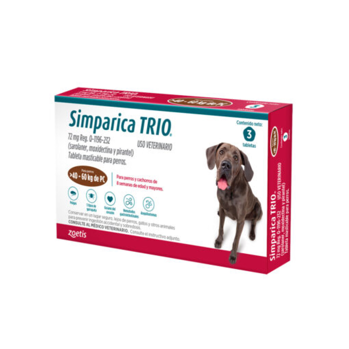 Simparica TRIO Caja 3 comprimidos - 40 a 60 kgs 