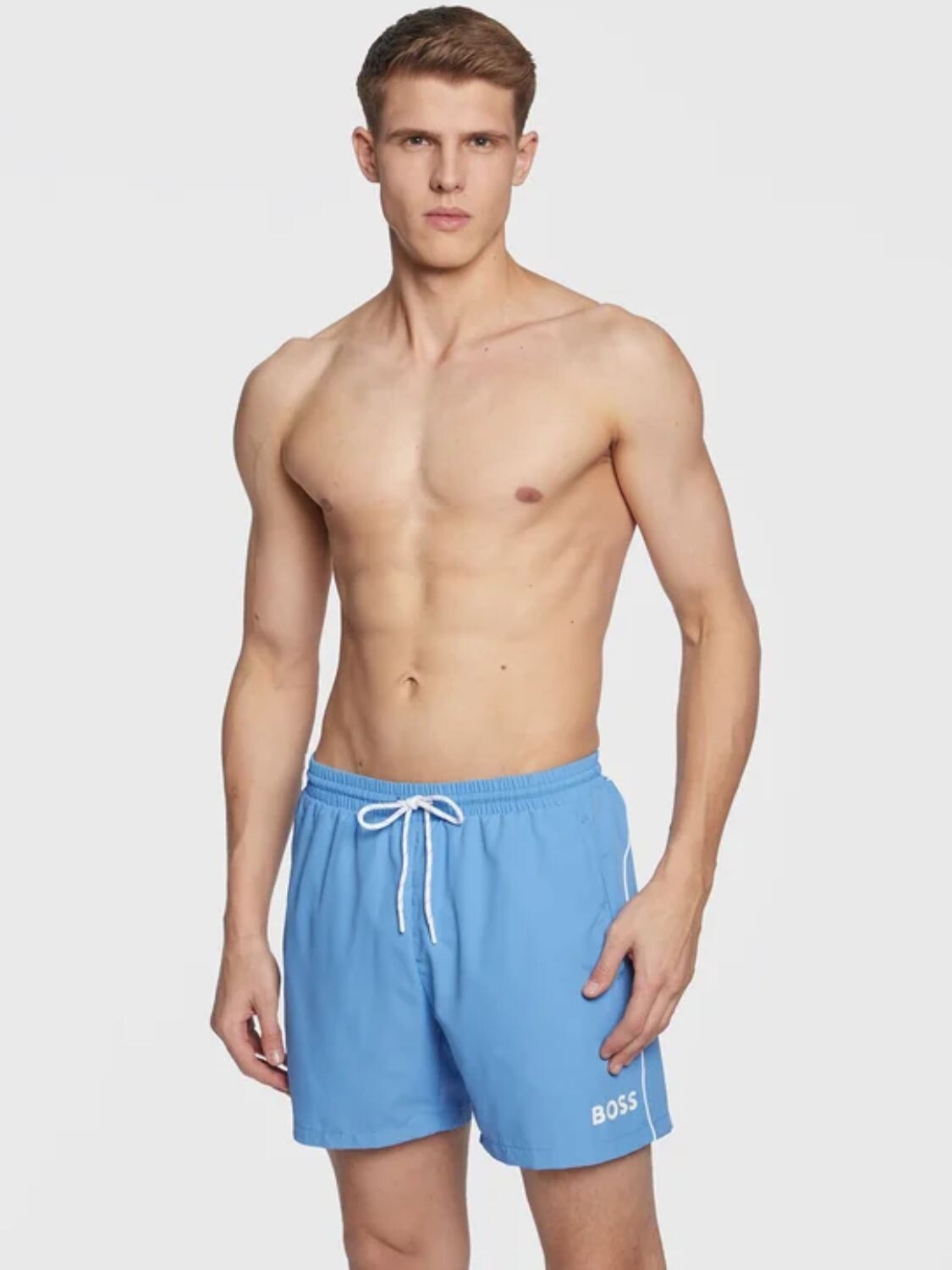 HUGO BOSS, SHORTS CON FORRO INTEGRADO Y LOGO EN CONTRASTE, STARFISH Azul