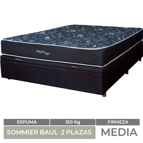 Sommier 2 PLAZAS Box Baúl + Colchón Napoli Alta Densidad 65 60 35 Hasta 150k 188 x 138 x 55 cm Sommier 2 PLAZAS Box Baúl + Colchón Napoli Alta Densidad 65 60 35 Hasta 150k 188 x 138 x 55 cm