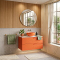 MUEBLE BAÑO SUSPENDIDO MODELO ECONIC 80 CM COLOR NARANJA C/ENCIMERA Mueble Baño Suspendido Modelo Econic 80 Cm Color Naranja C/encimera