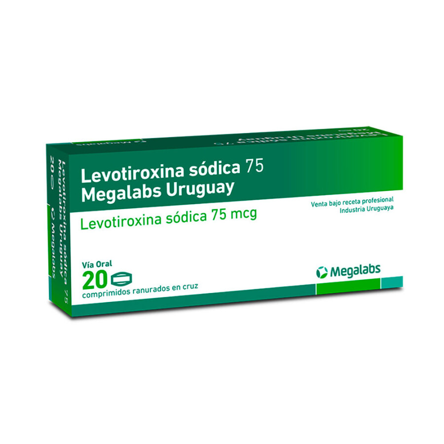 Levotiroxina 75 mcg 20 Comprimidos - Megalabs Levotiroxina 75 mcg 20 Comprimidos - Megalabs