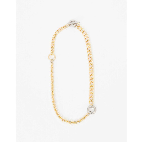 Collar Largo De Metal Biplating Combinacion Bicolor
