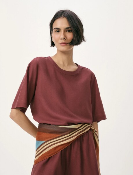 BLUSA MANGA CORTA DE LINO BLUSA FEM
